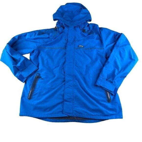 Lands End Mens Blue Nylon Windbreaker Jacket Sz XLT